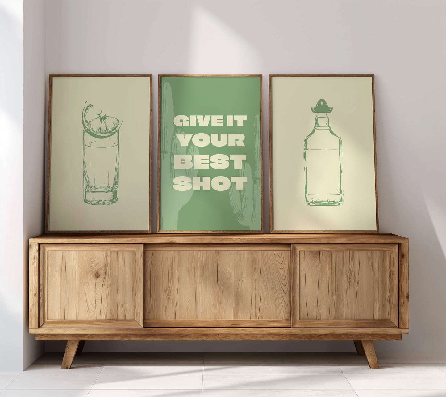 Give It Your Best Shot - Modern Bar Wall Decor, Set of 3, D035