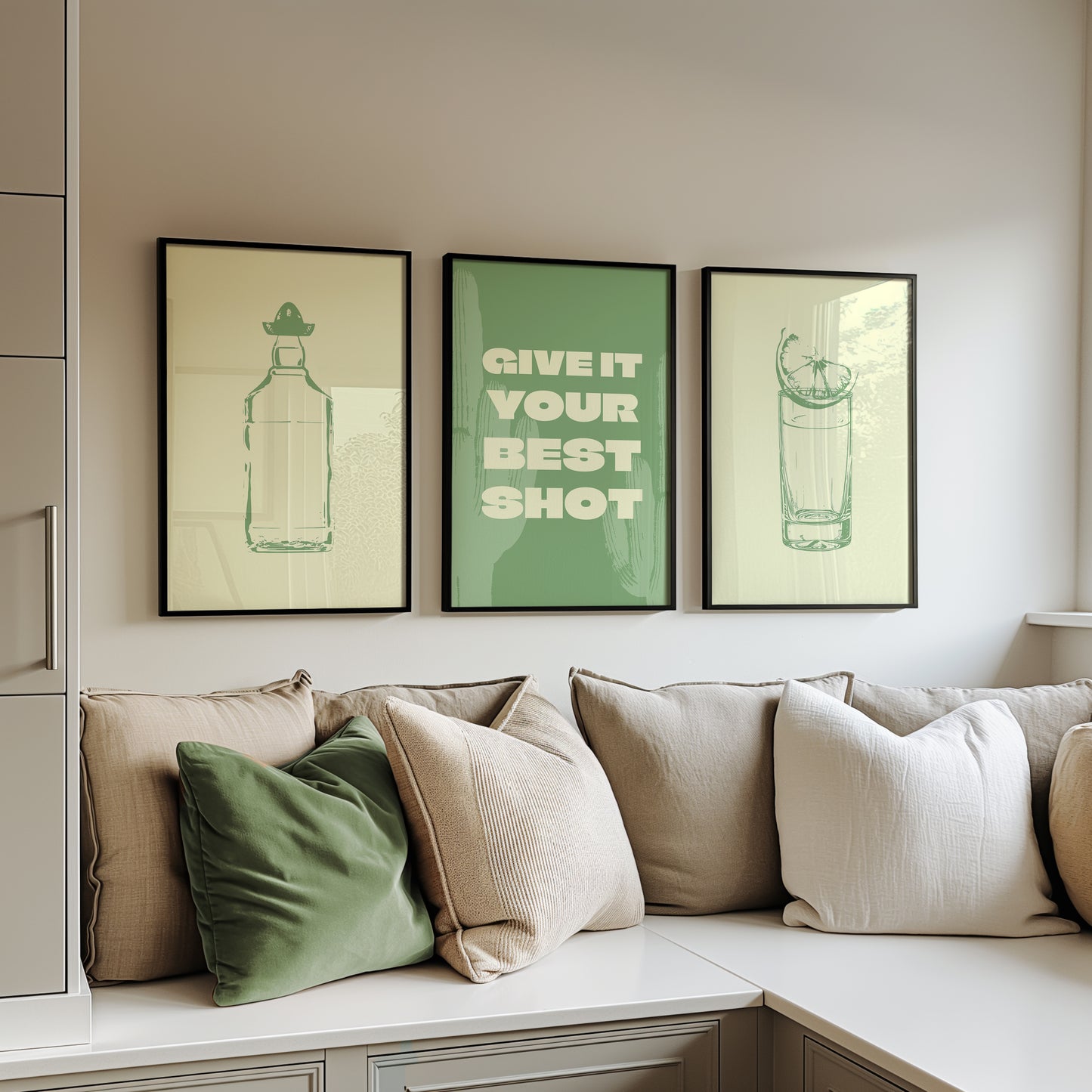 Give It Your Best Shot - Modern Bar Wall Decor, Set of 3, D035