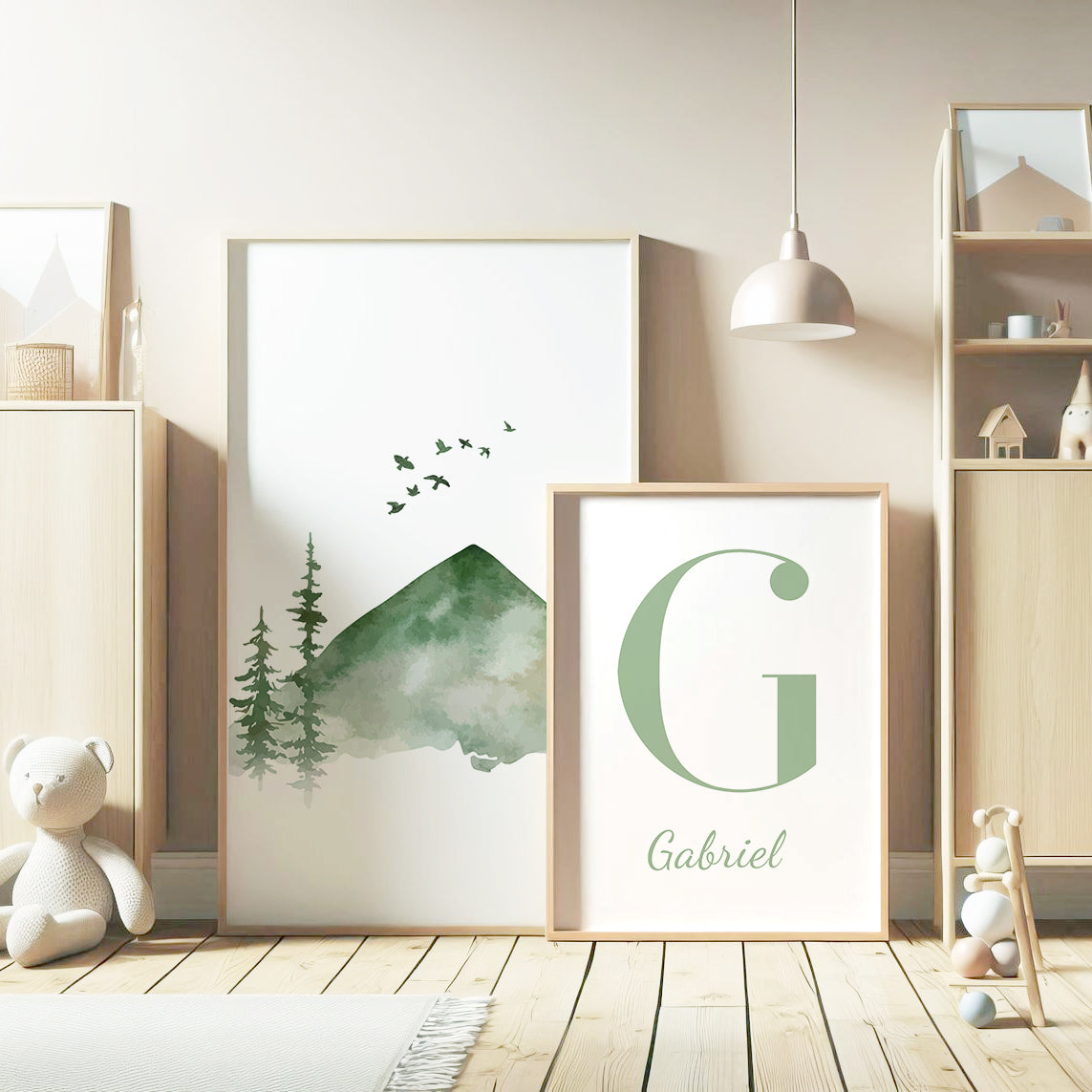 Custom Name Mountain Nursery Art, Set of 3 N053