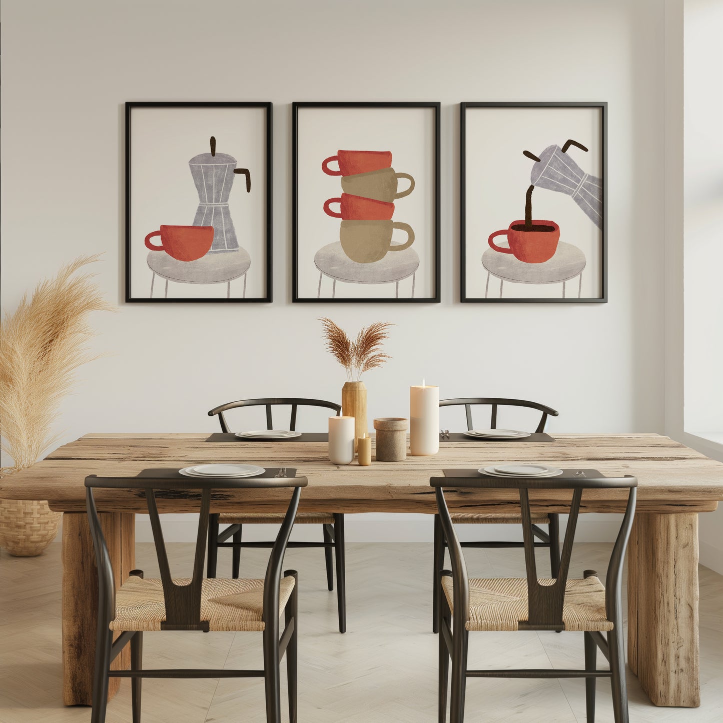 Espresso Serenade: The Harmony of Coffee and Art, Set of 3, D072
