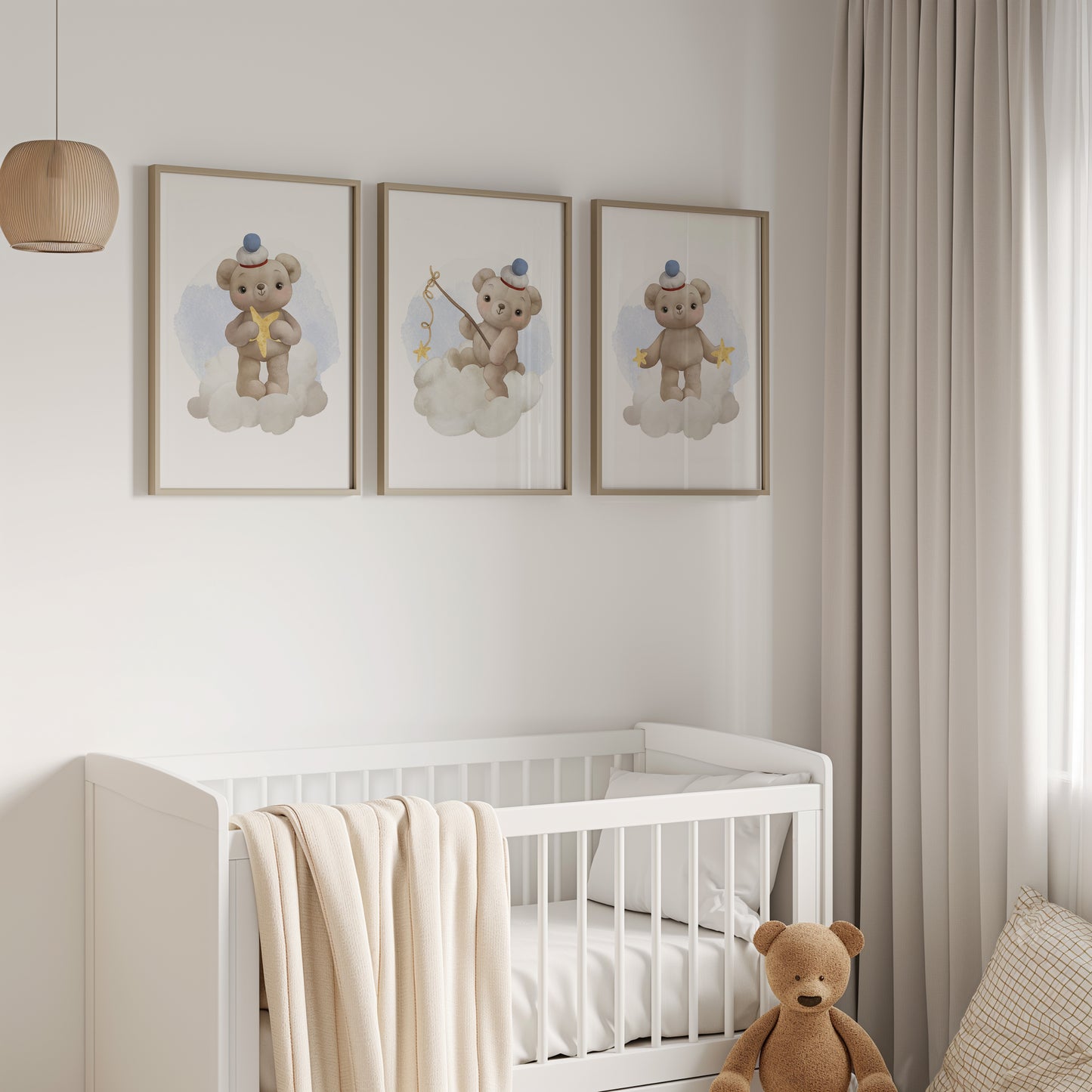 Celestial Bear Collection: Teddy Bear Magic in the Clouds, Set of 3, N140