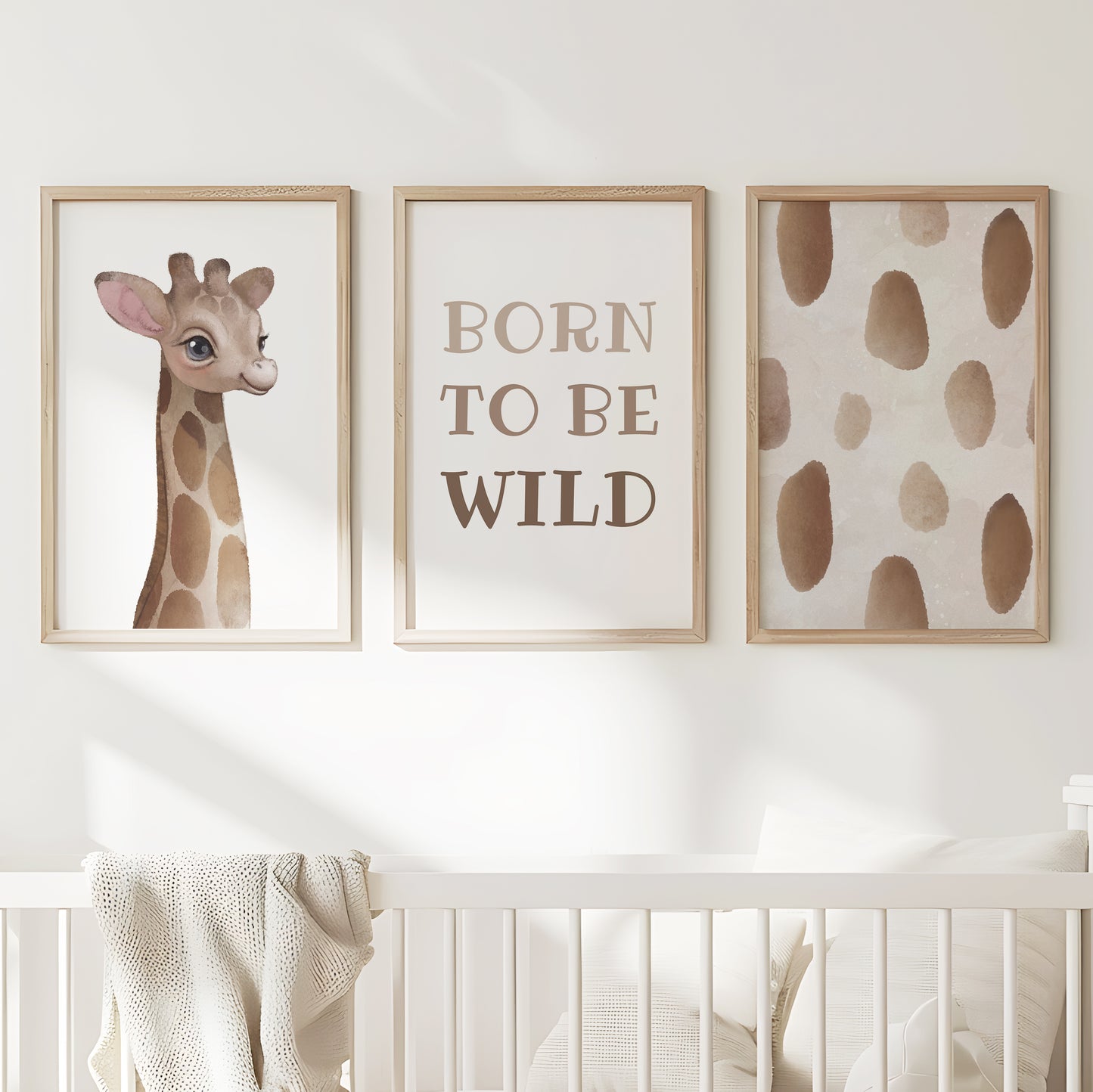 Born to Be Wild: Giraffe Nursery Wall Art Set, Set of 3, N148