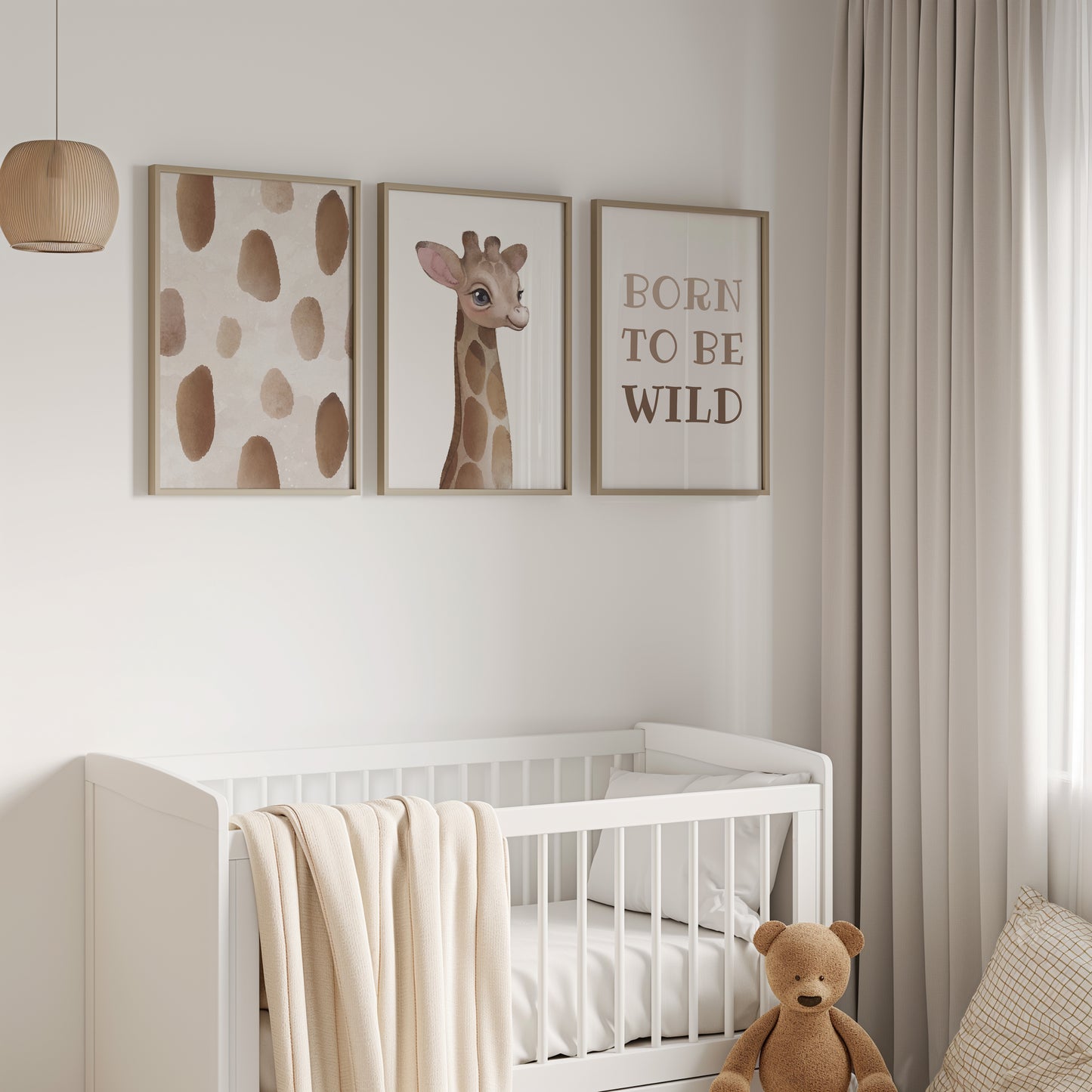Born to Be Wild: Giraffe Nursery Wall Art Set, Set of 3, N148