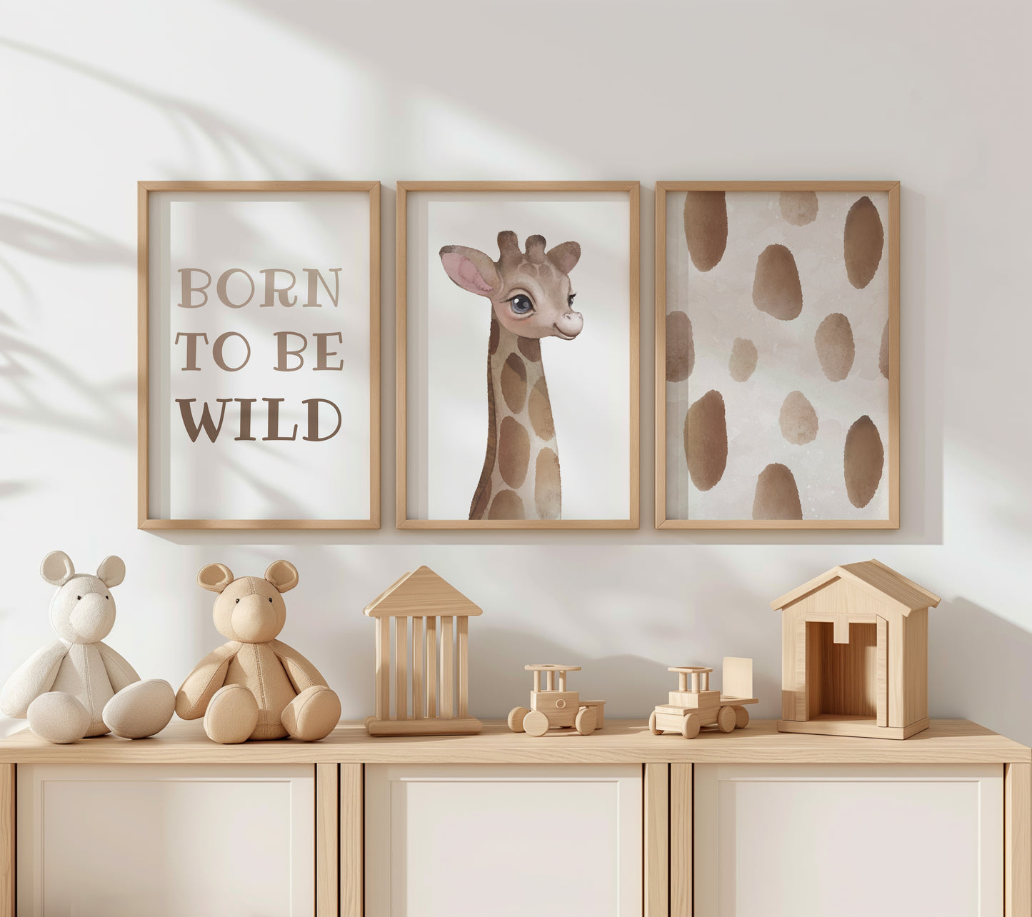 Born to Be Wild: Giraffe Nursery Wall Art Set, Set of 3, N148