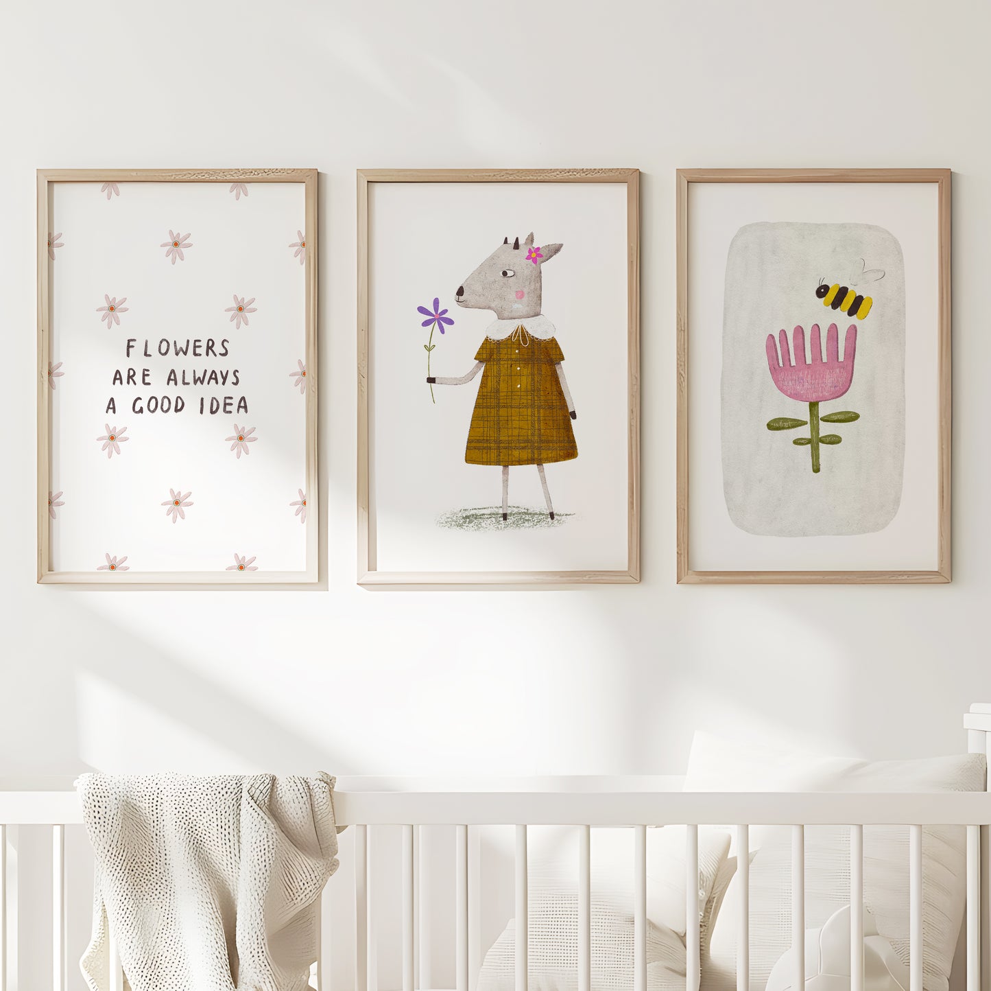 Little Blooms & Big Smiles Wall Art, Set of 3, N162