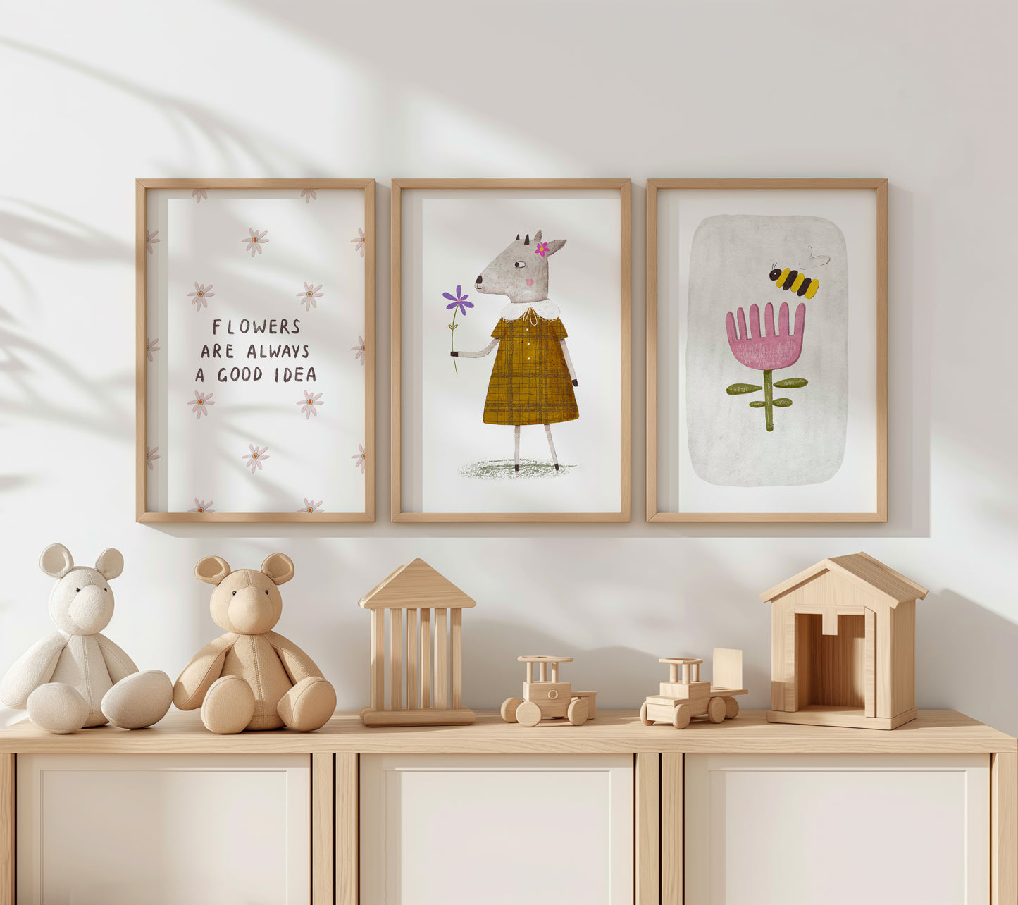 Little Blooms & Big Smiles Wall Art, Set of 3, N162