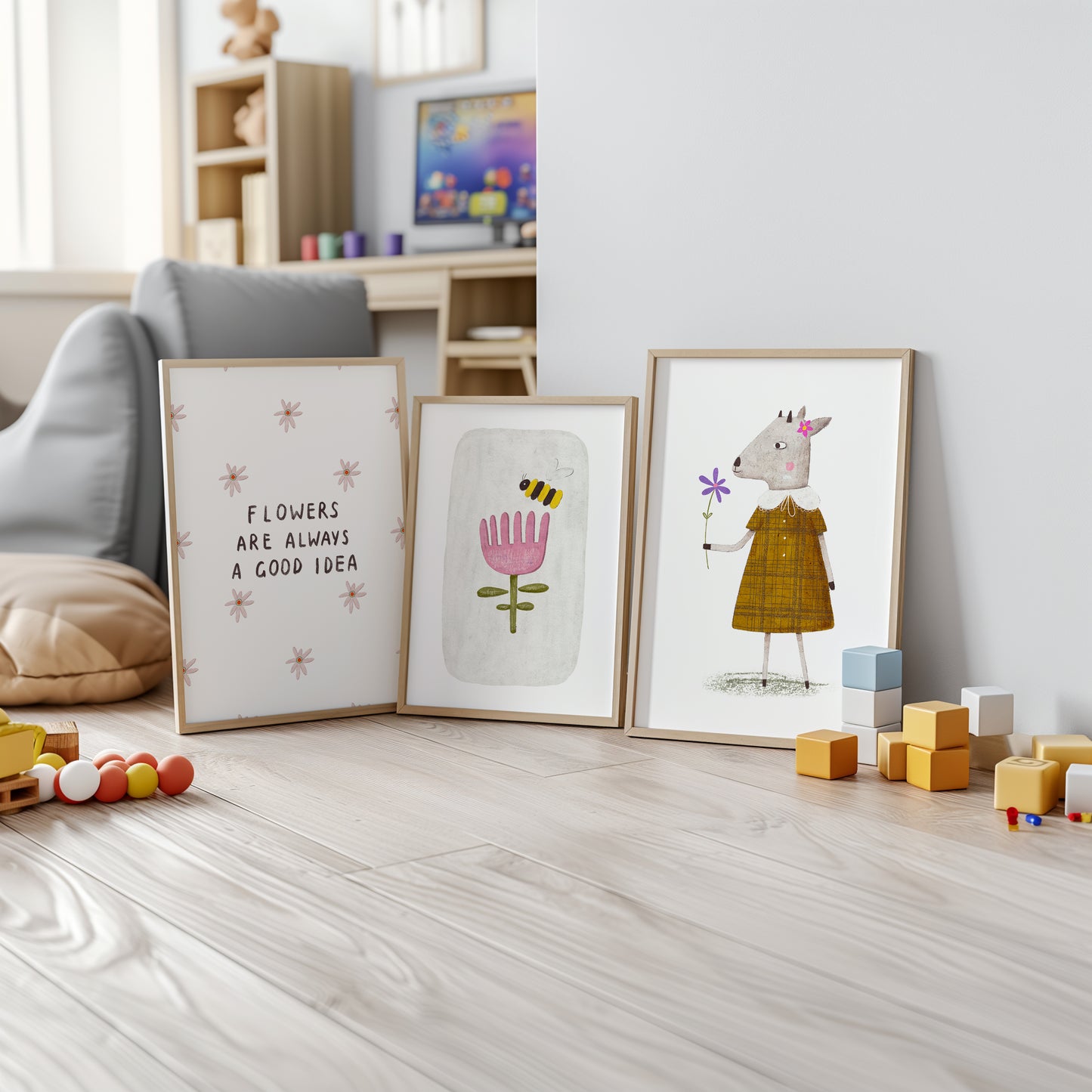Little Blooms & Big Smiles Wall Art, Set of 3, N162