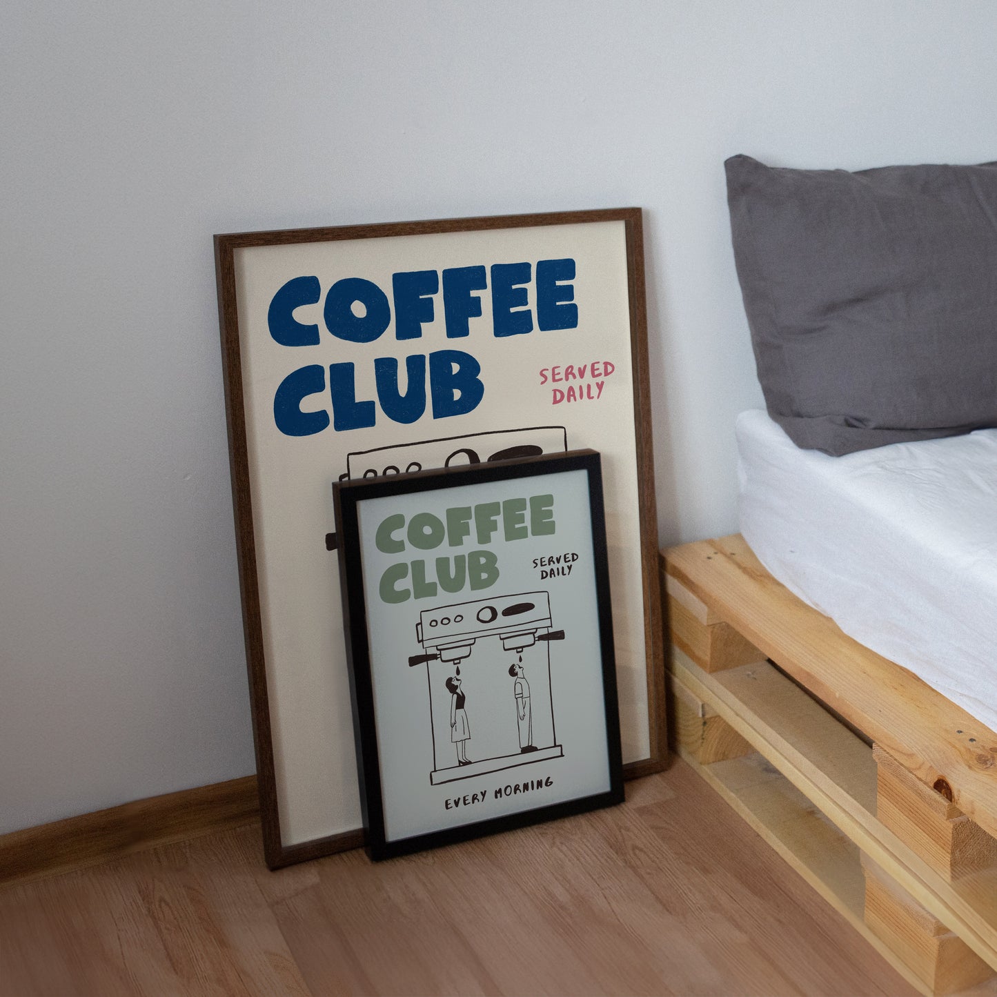 Coffee Club Art Print – Funny Coffee Wall Art for Kitchen or Office – Hand Drawn Poster for Coffee Lovers