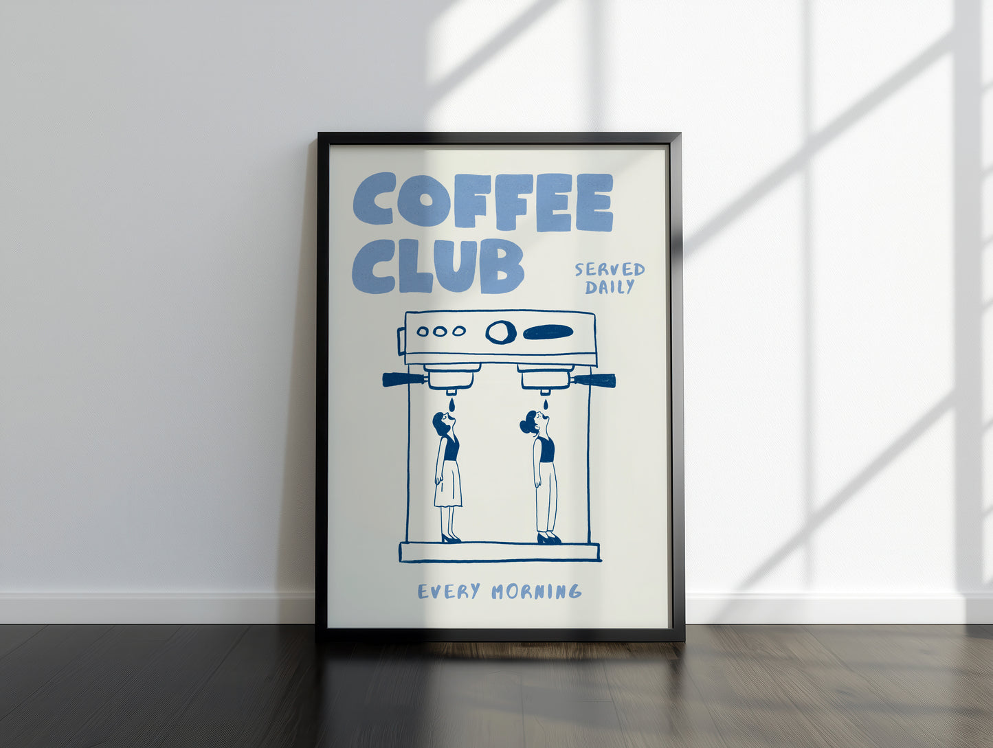 Coffee Club Poster with 2 Women – Coffee Wall Art, Espresso Machine Print, Retro Kitchen Poster, Bar Wall Decor, Coffee Lover Gift MR24