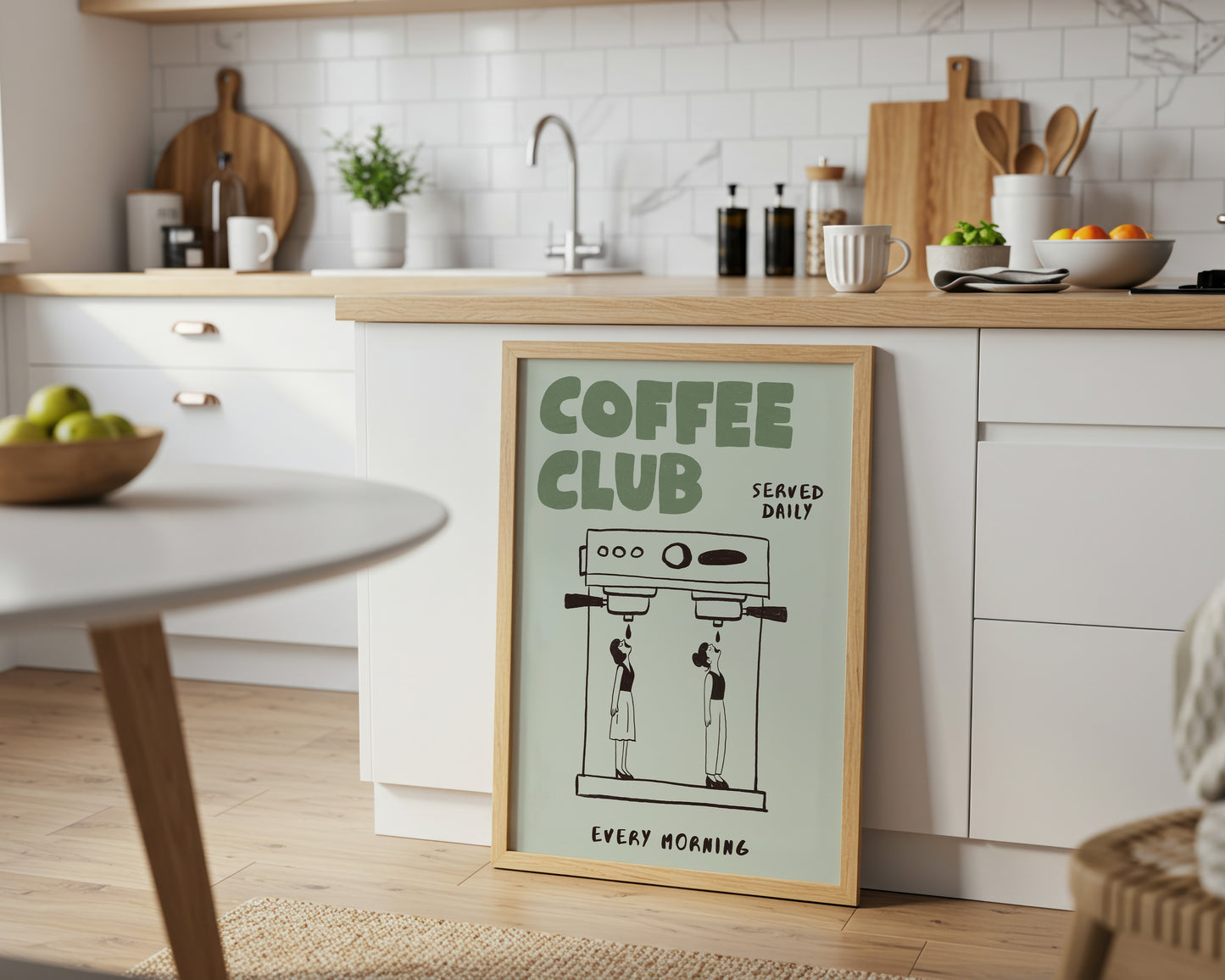 Coffee Club Poster with 2 Women – Coffee Wall Art, Espresso Machine Print, Retro Kitchen Poster, Bar Wall Decor, Coffee Lover Gift MR24