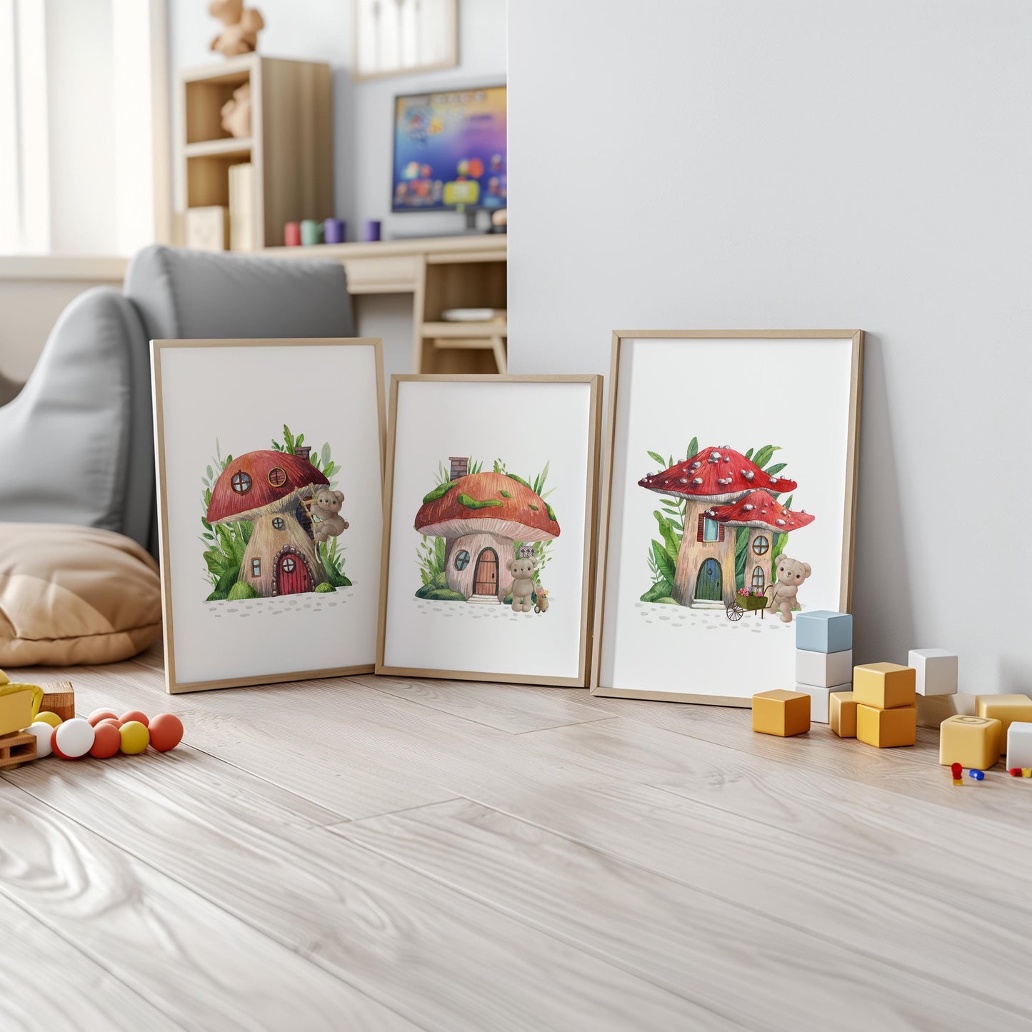 Set of 3 Whimsical Woodland Nursery Art Prints, 160