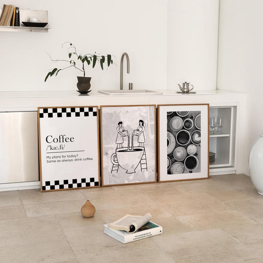 Coffee Bar Decor Wall Art, Set of 3 Coffee Posters, Groovy Retro Espresso Poster D122
