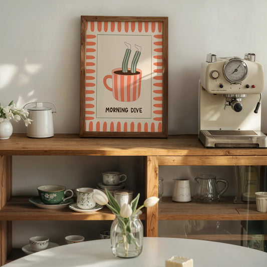 Funny Coffee Poster, Quirky Kitchen Wall Art, Coffee Station Decor, Good Morning Print MR21
