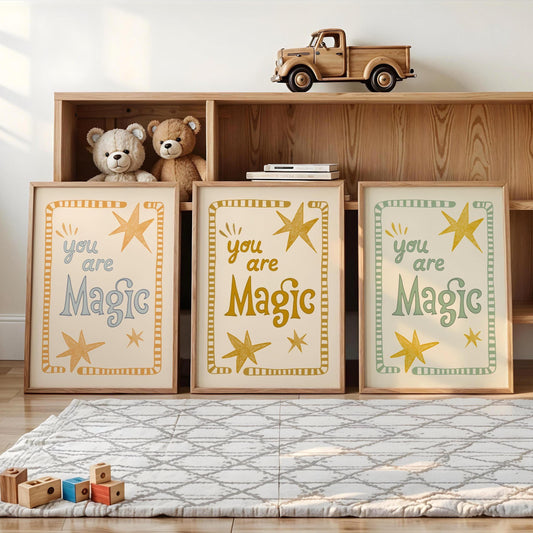 You Are Magic Print, Stars Kids Room Poster, Boho Nursery Wall Decor MR11