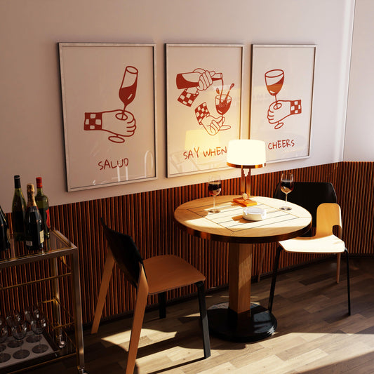 Minimalist Wine Art Print Set – Funny Bar & Kitchen Wall Decor D142