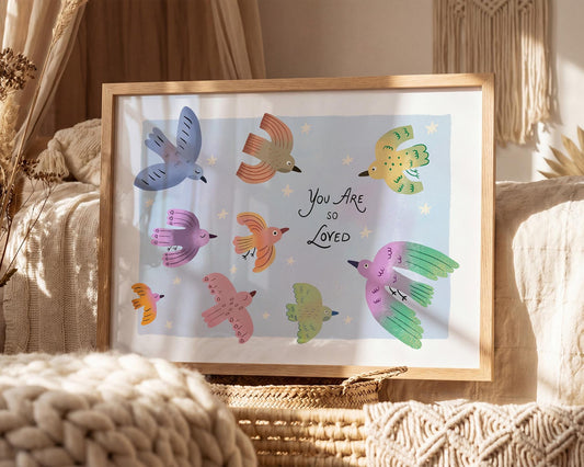 You Are So Loved Nursery Wall Art, Children's Bedroom Poster, Playroom Decor (MR70)