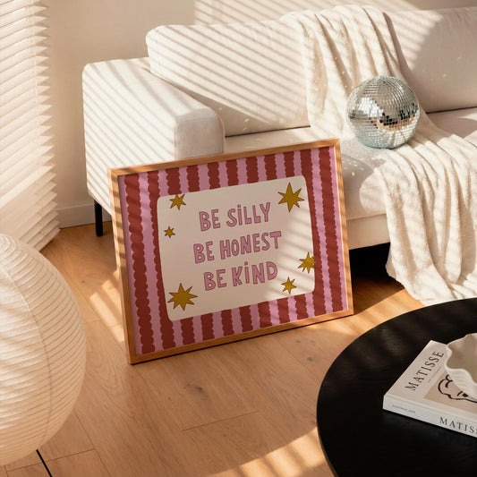 Be Silly Honest Kind Print, Stars Kids Playroom Poster, Toddler Colorful Wall Decor (MR106)