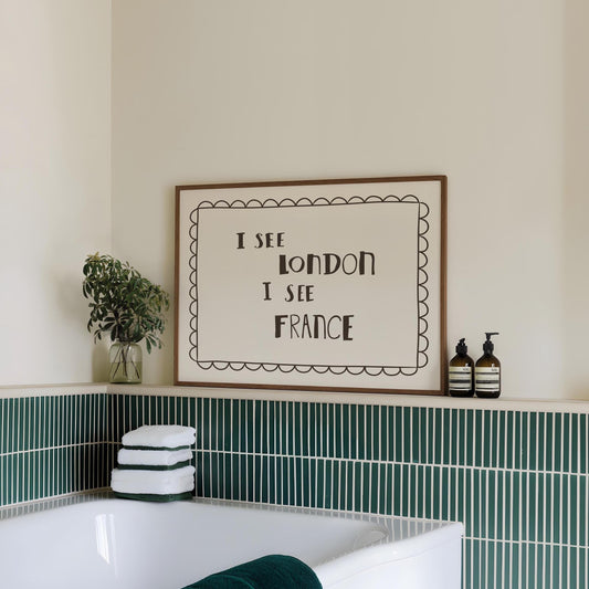 I See London I See France Print, Funny Toilet Poster, Powder Room Decor MR34