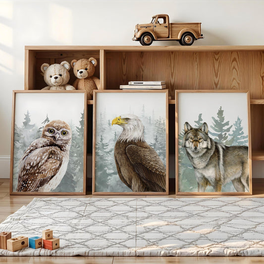 Woodland Animal Prints, Nursery Wall Art, Woodland Nursery Decor (Set of 3) N247 — poster 2