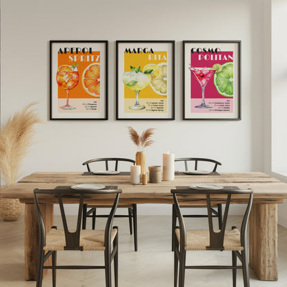 Vibrant Mixology Prints, Set of 3, D002