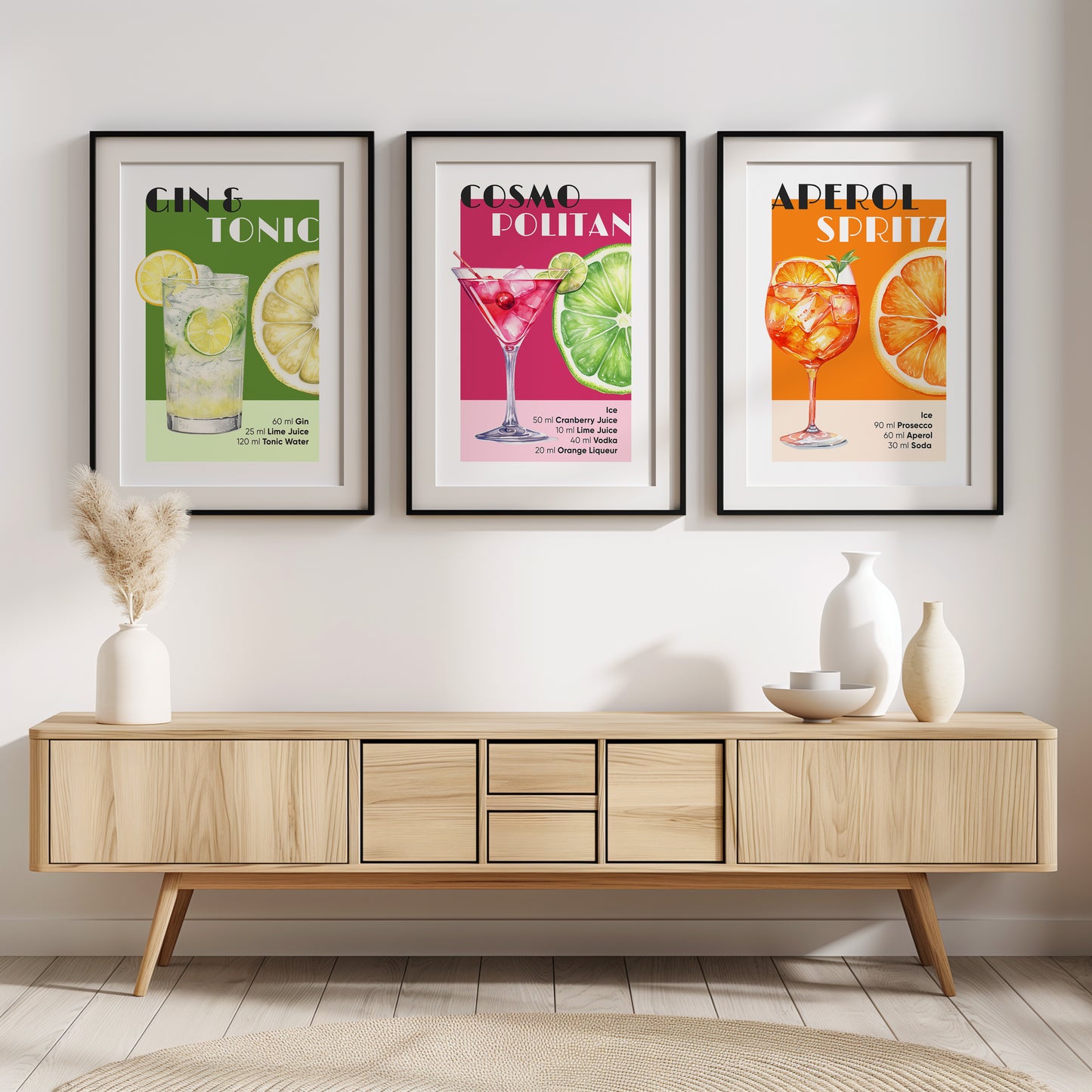 Vibrant Mixology Prints, Set of 3, D002