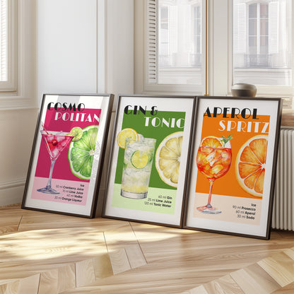 Vibrant Mixology Prints, Set of 3, D002