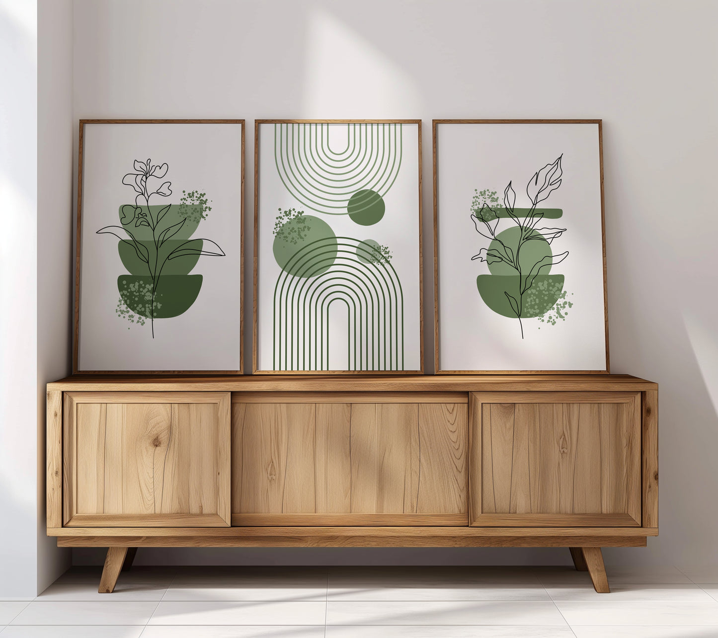 Green Harmony: Nature's Abstract Symphony, Set of 3, B004