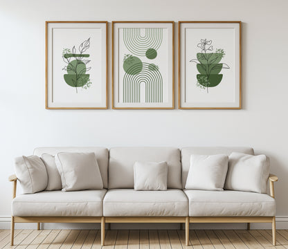 Green Harmony: Nature's Abstract Symphony, Set of 3, B004