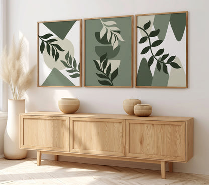 Green Elegance: Minimalist Plant Wall Art, Set of 3, B006