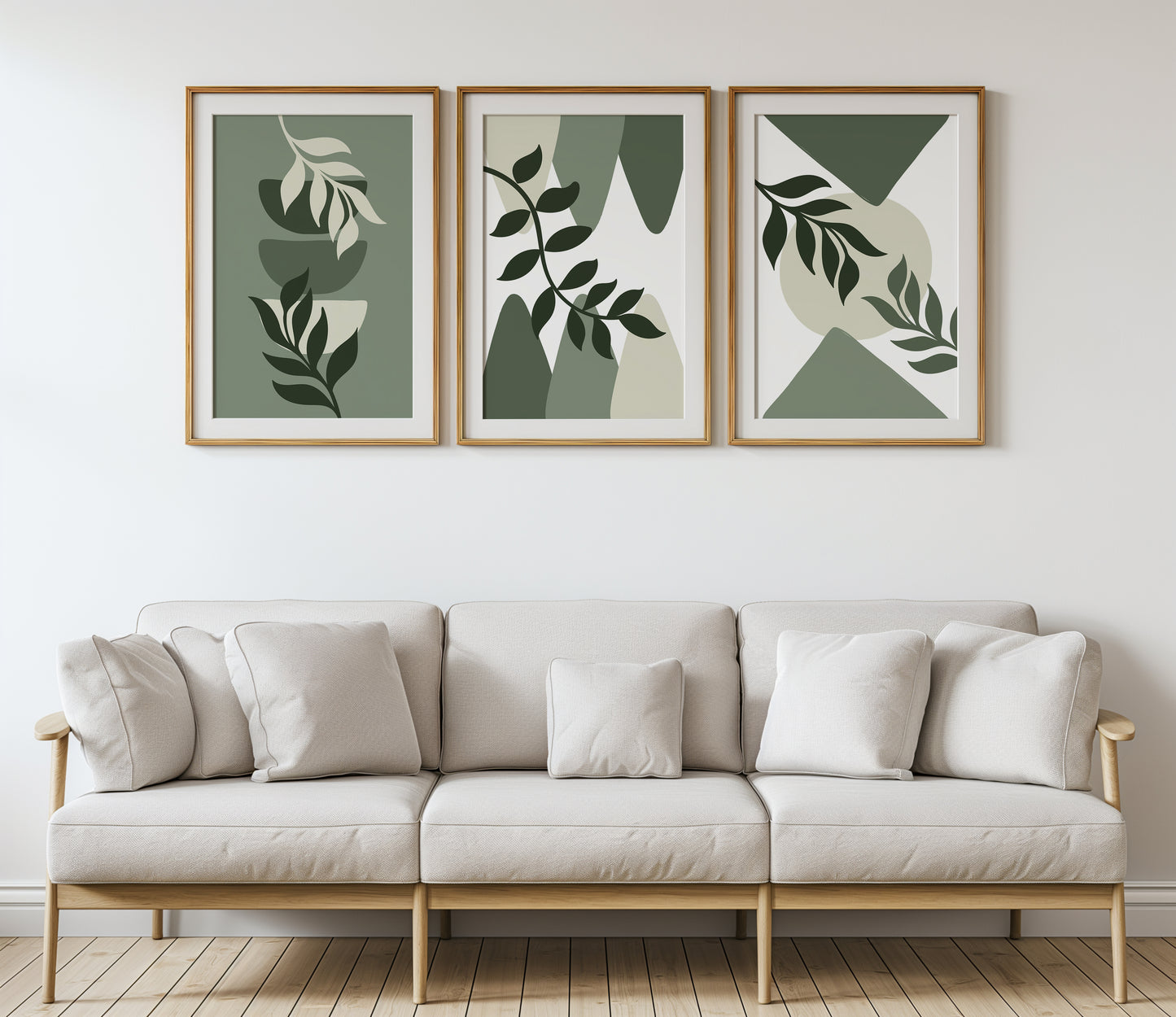 Green Elegance: Minimalist Plant Wall Art, Set of 3, B006