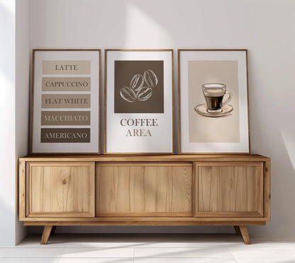 The Coffee Corner - Minimalist Coffee Decor, Set of 3, D007