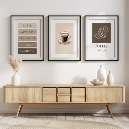 The Coffee Corner - Minimalist Coffee Decor, Set of 3, D007