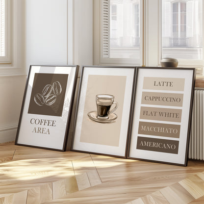 The Coffee Corner - Minimalist Coffee Decor, Set of 3, D007