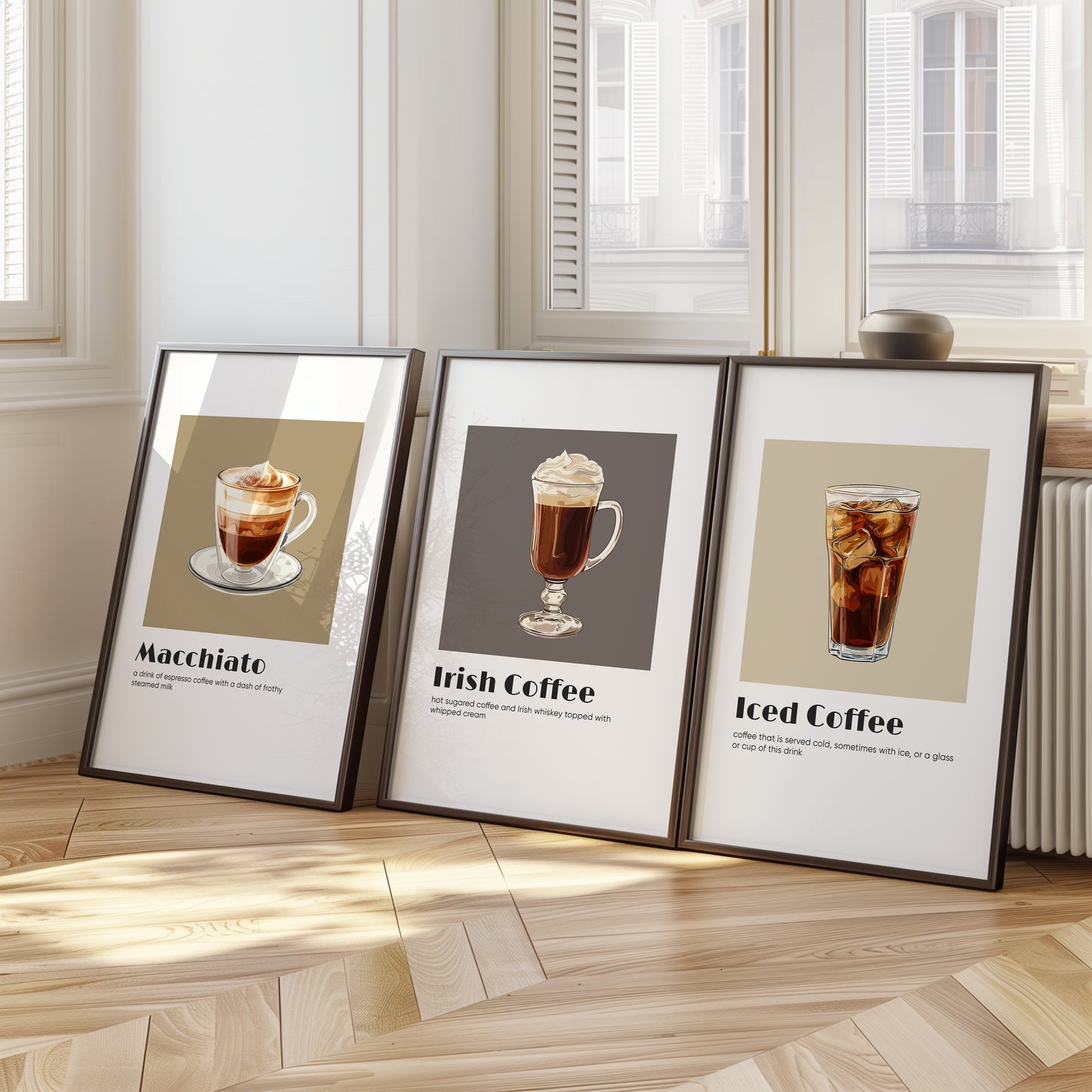 Barista's Delight: Classic Coffee Selections Wall Art, Set of 3, D008