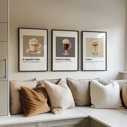 Barista's Delight: Classic Coffee Selections Wall Art, Set of 3, D008