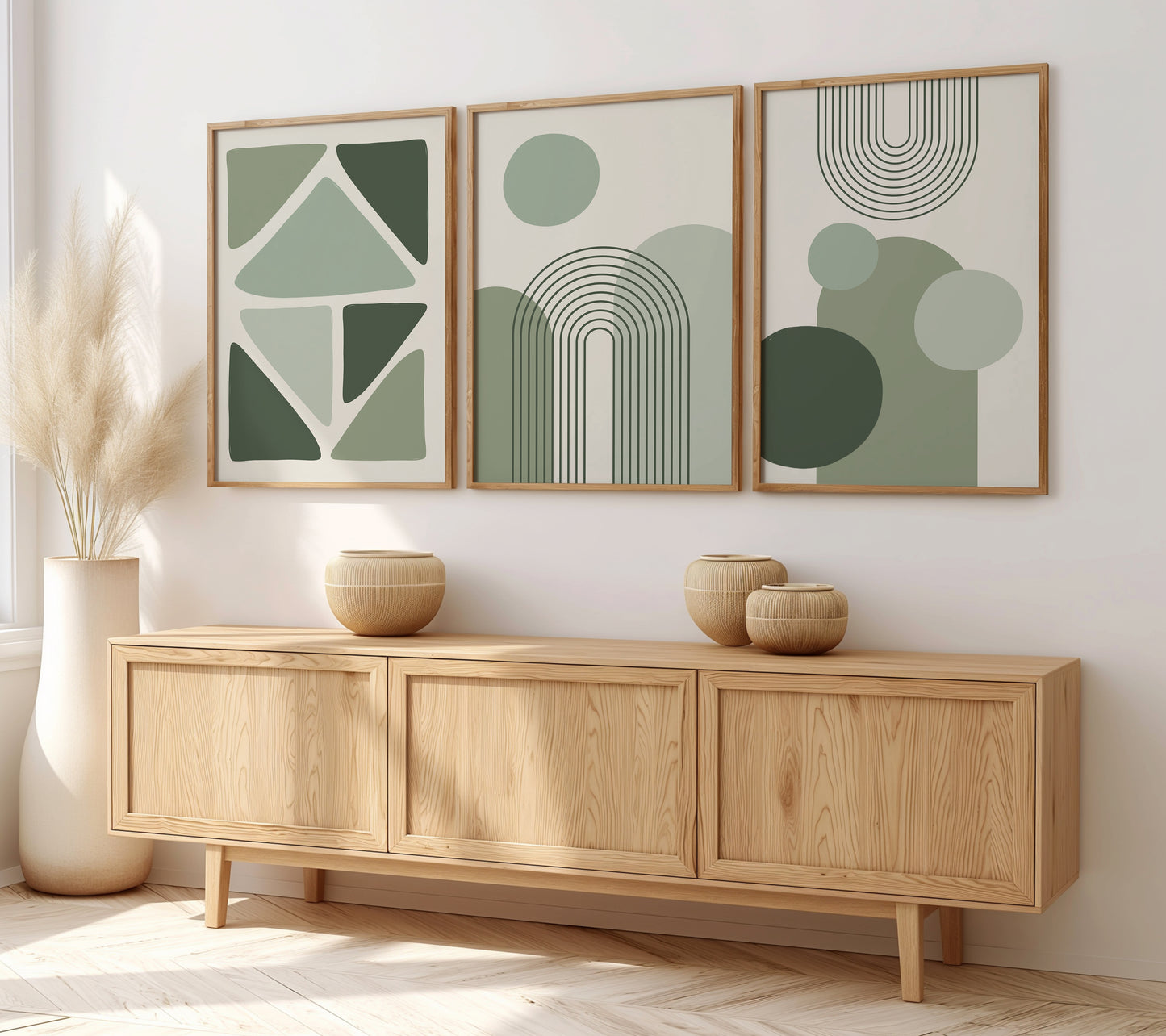 Earthy Abstracts: Timeless Geometry for Home Decor, Set of 3, B009