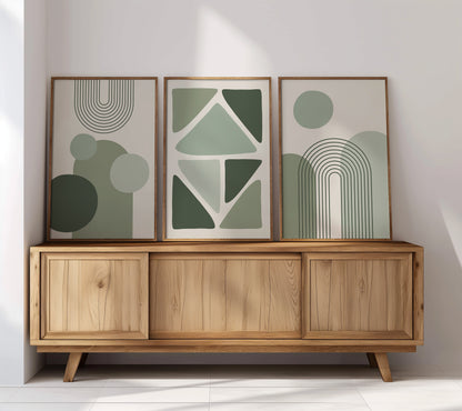 Earthy Abstracts: Timeless Geometry for Home Decor, Set of 3, B009