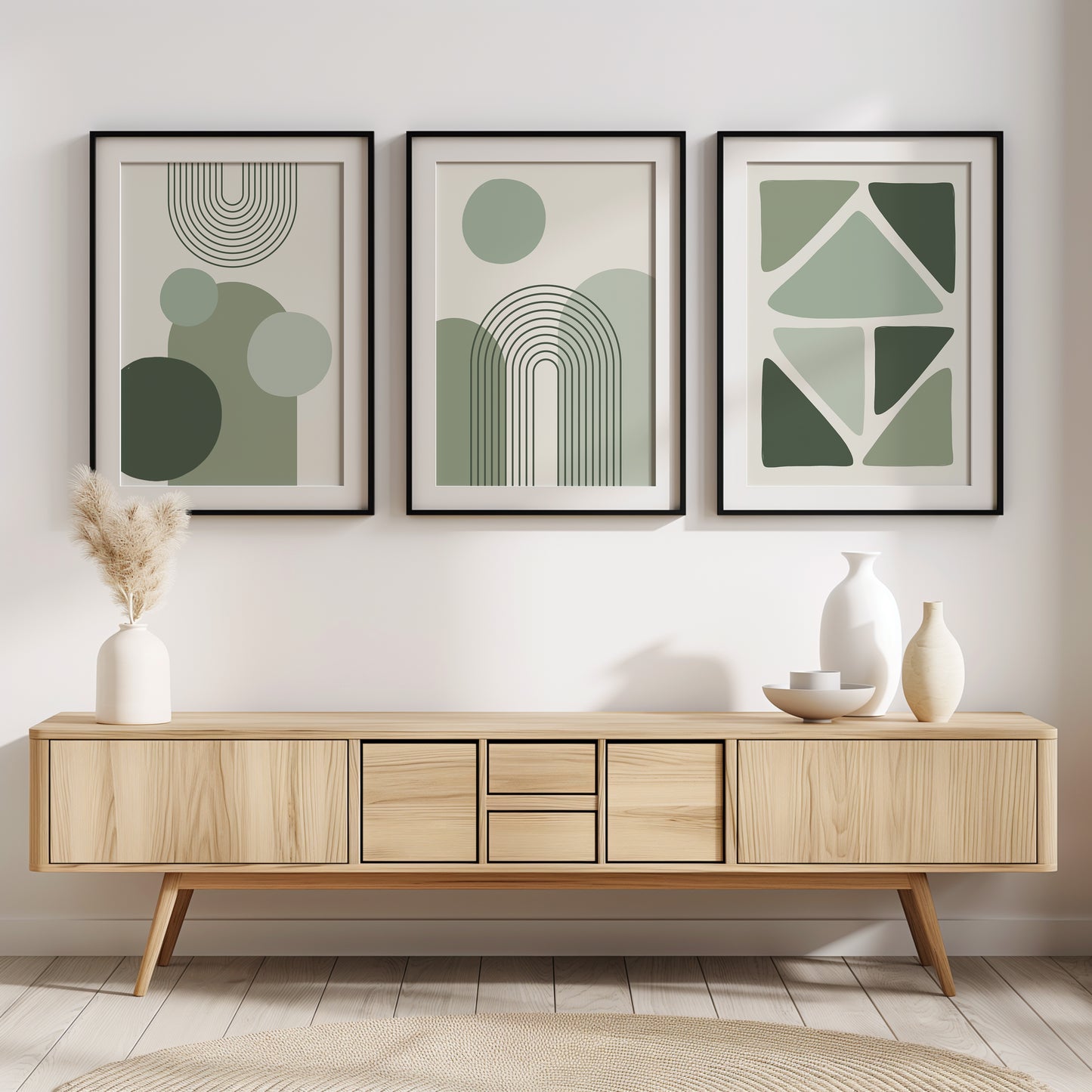 Earthy Abstracts: Timeless Geometry for Home Decor, Set of 3, B009