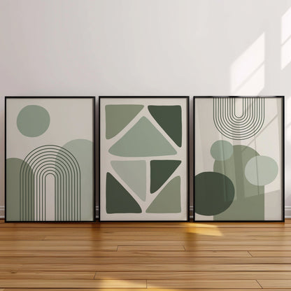 Earthy Abstracts: Timeless Geometry for Home Decor, Set of 3, B009