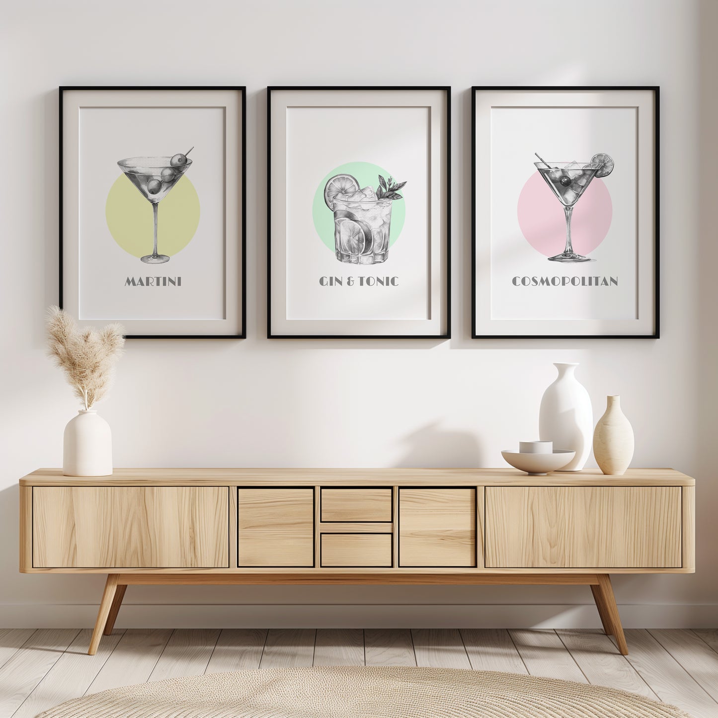 Elegant Cocktail Art Prints Collection Set of 3, D011