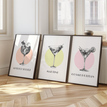 Elegant Cocktail Art Prints Collection Set of 3, D011