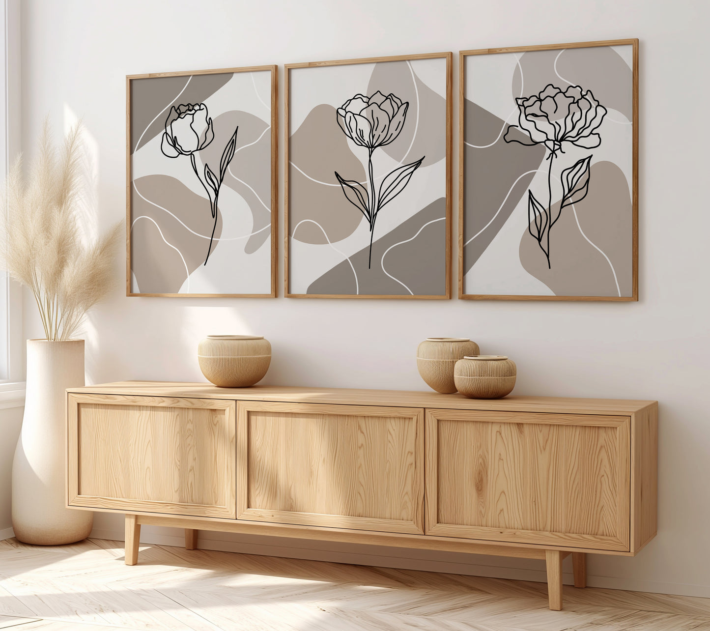 Minimalist Grace: Monochrome Garden Series, Set of 3, B012