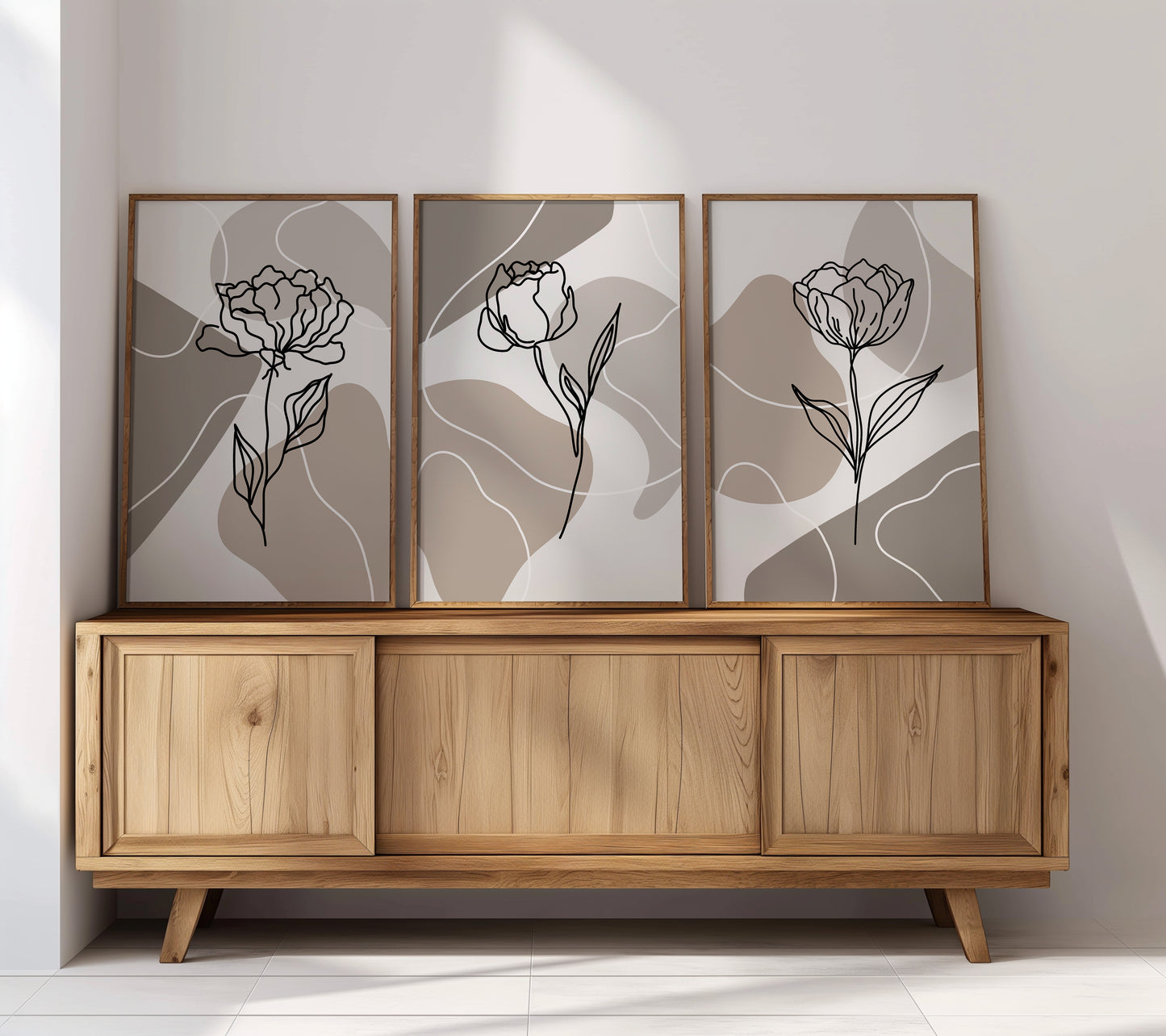 Minimalist Grace: Monochrome Garden Series, Set of 3, B012