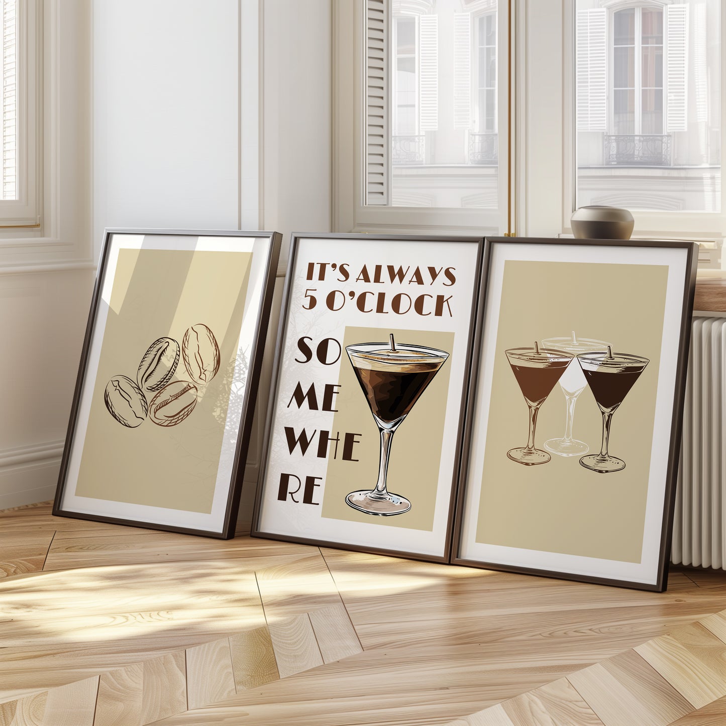 Elegant Espresso Martini Vibes: Modern Art Print, Set of 3, D019