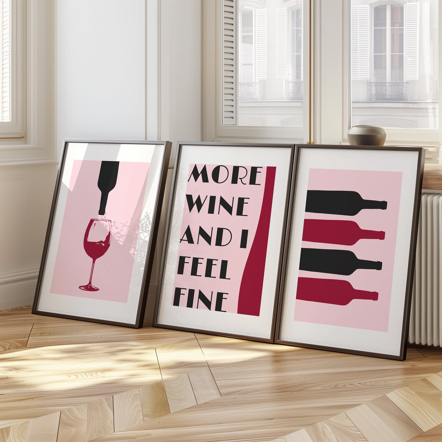 Wine Lover's Dream: Minimalist Wine Art Print Set, Set of 3, D022