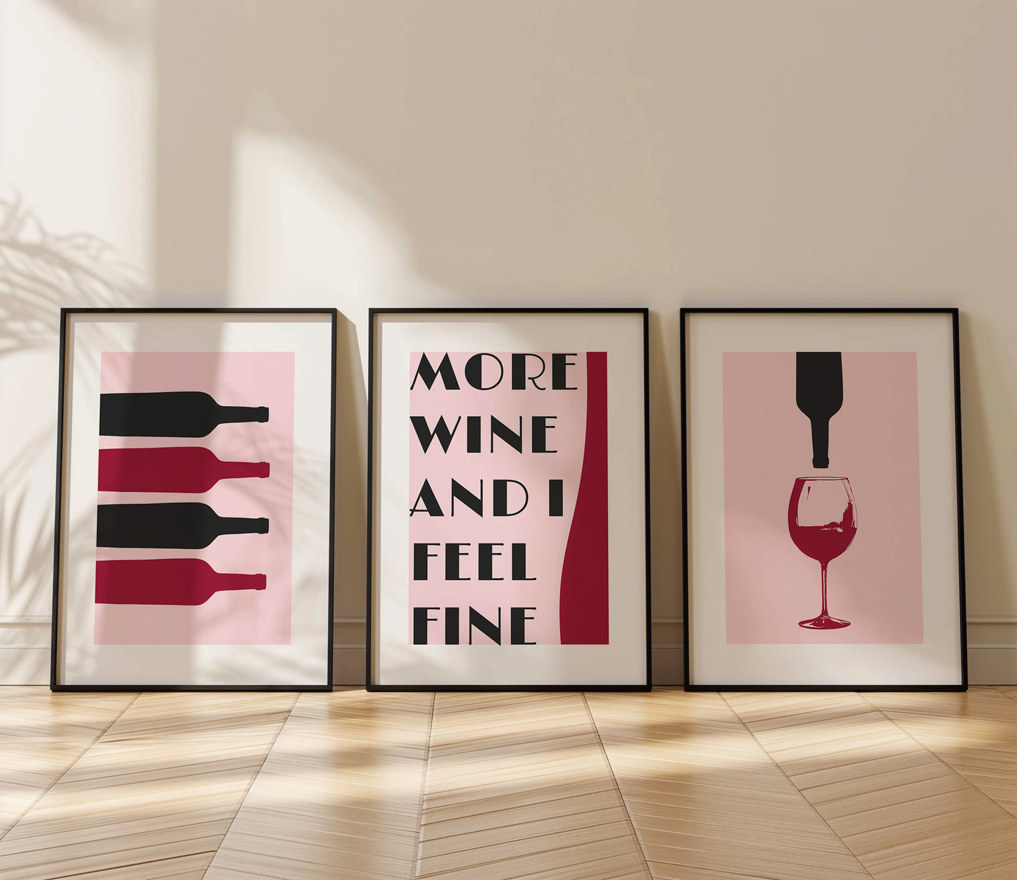 Wine Lover's Dream: Minimalist Wine Art Print Set, Set of 3, D022