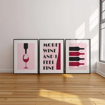 Wine Lover's Dream: Minimalist Wine Art Print Set, Set of 3, D022