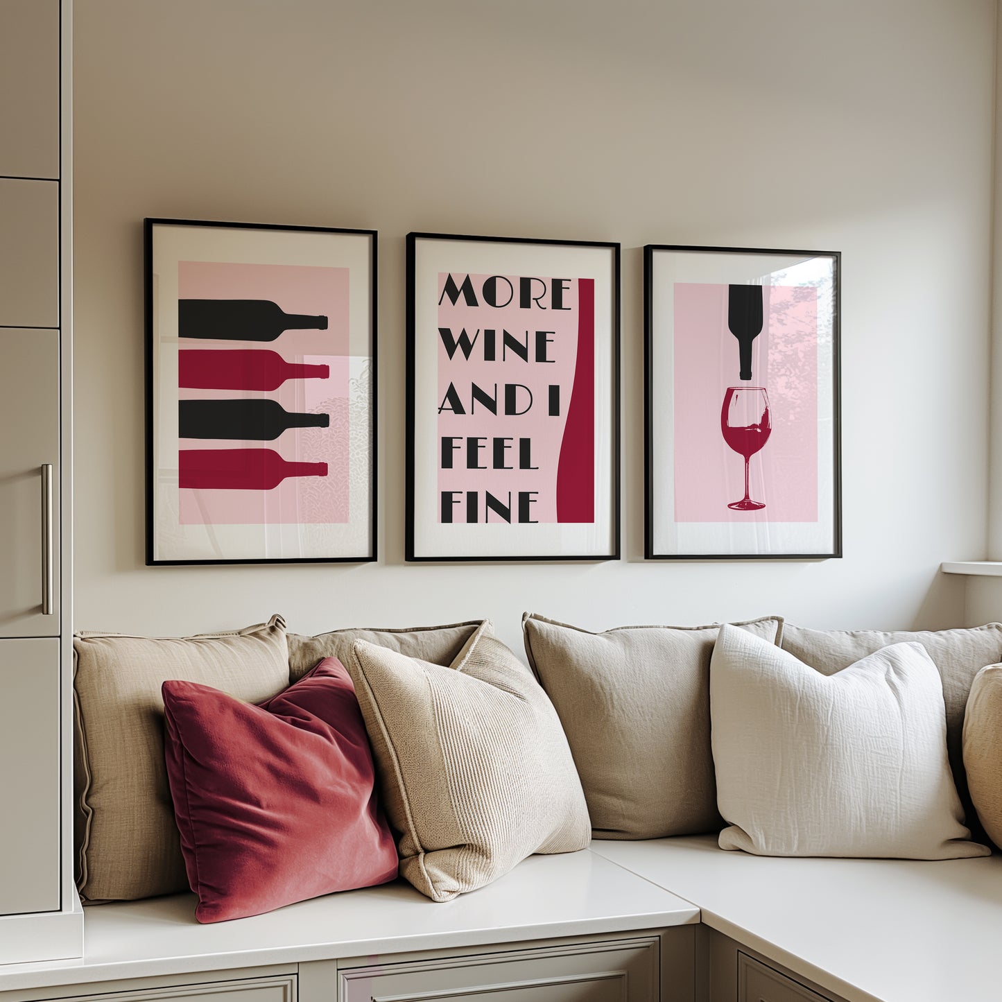 Wine Lover's Dream: Minimalist Wine Art Print Set, Set of 3, D022