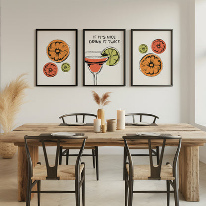 Citrus Twist: Refreshing Cocktail Wall Art Trio, Set of 3, D023