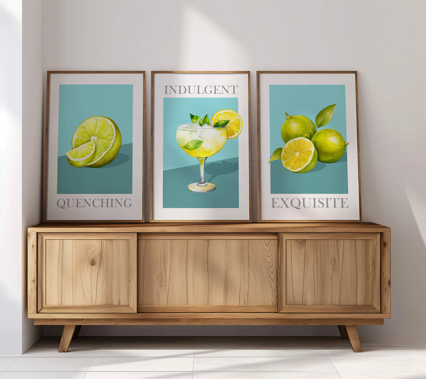 Luxe Lime: Exquisite Citrus & Cocktail Art Collection, Set of 3, D024